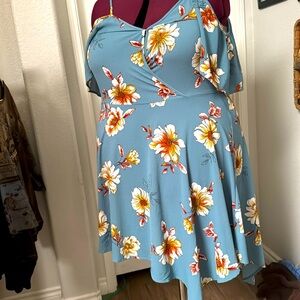 Blue floral shirt dress